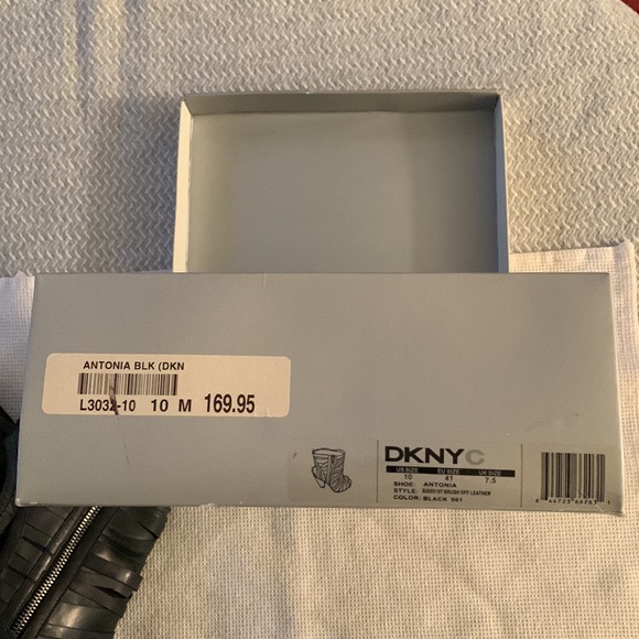 DKNY gently worn leather side zip high heel sandal ankle boot charcoal gray - Picture 5 of 5